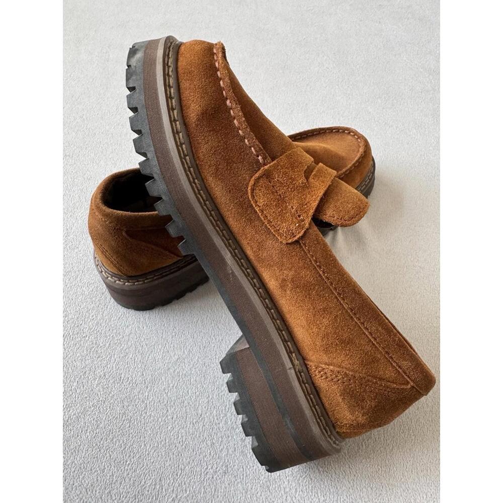 L.L.Bean Women’s Suede Lug Sole Penny Loafers 6M Brown Platform Slip On - Picture 7 of 7